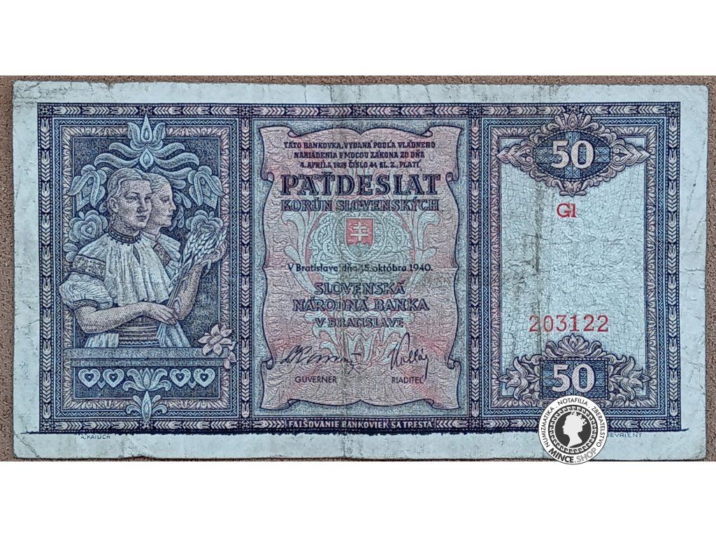 50 Korún - 1940 - Slovenský Štát