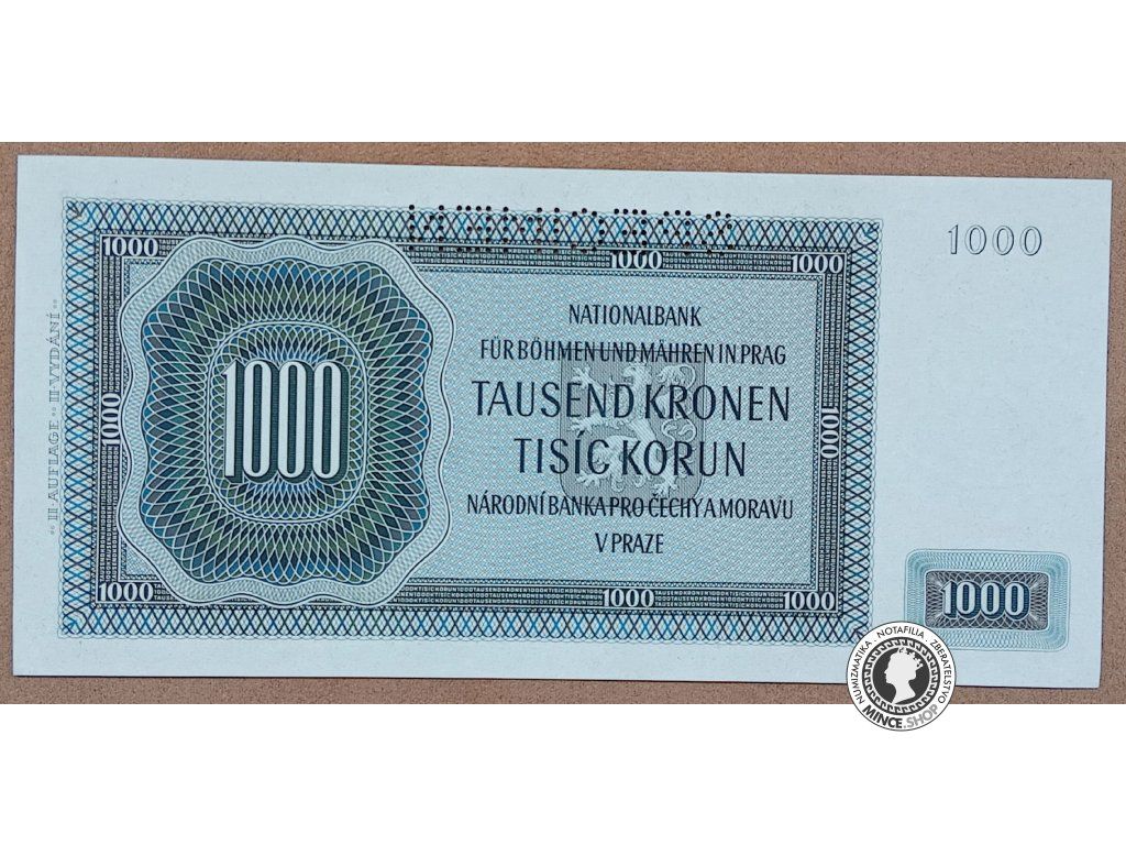 1000 Korún - 1942 - Protektorát Čechy a Morava - SPECIMEN