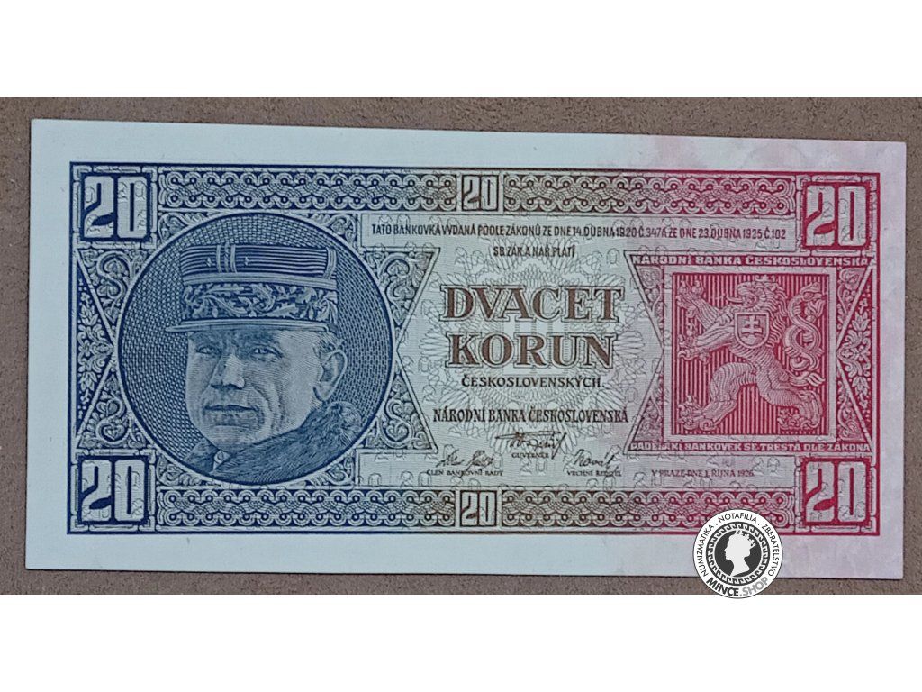 20 Korún - 1926 - 1.ČSR - UNC