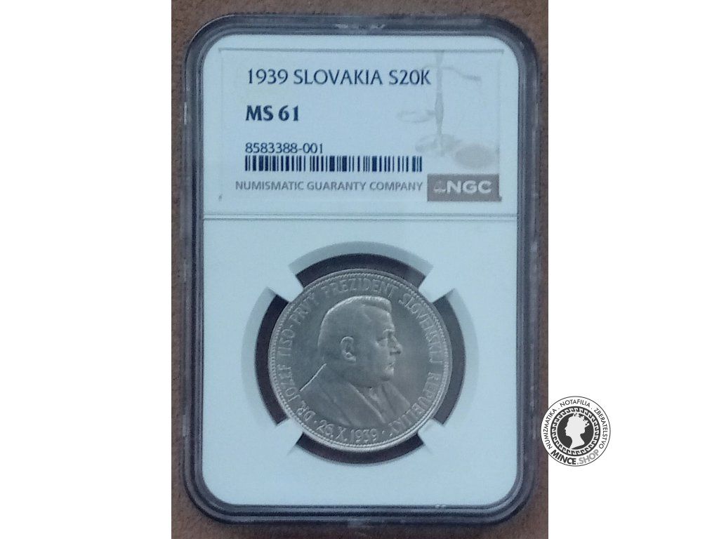 20 koruna - Slovenský Štát - 1939 - Dr. Jozef Tiso - kvalita AU DETAILS