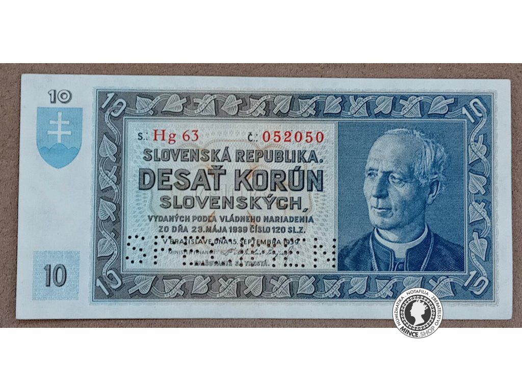10 Korún - 1939 - Slovenský Štát - SPECIMEN